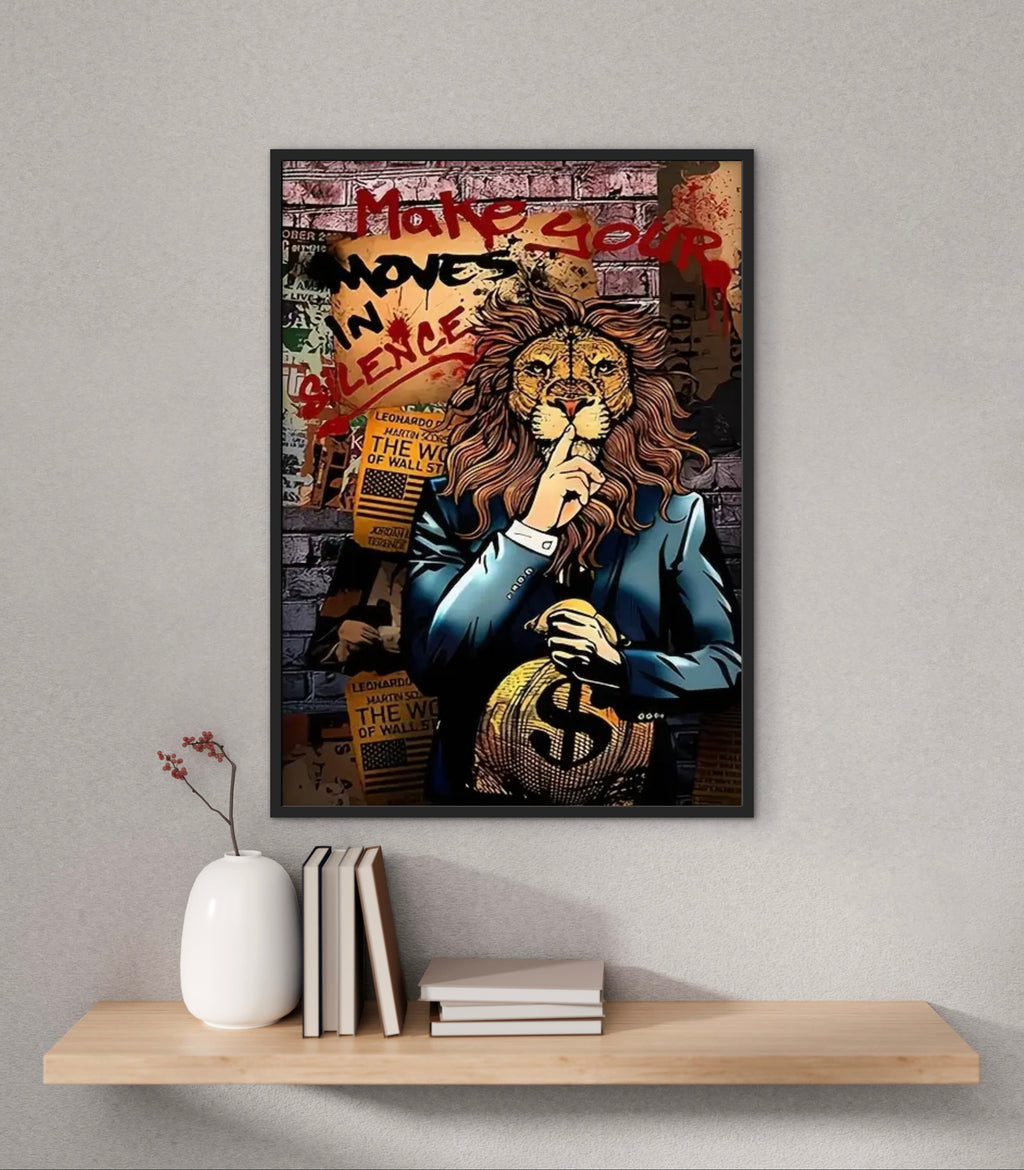 Fair Luxury Home LION – 60×40 cm Premium Art Print im schwarzen Rahmen
