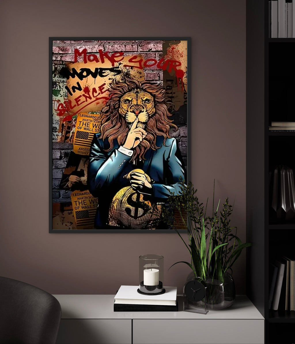 Fair Luxury Home LION – 60×40 cm Premium Art Print im schwarzen Rahmen