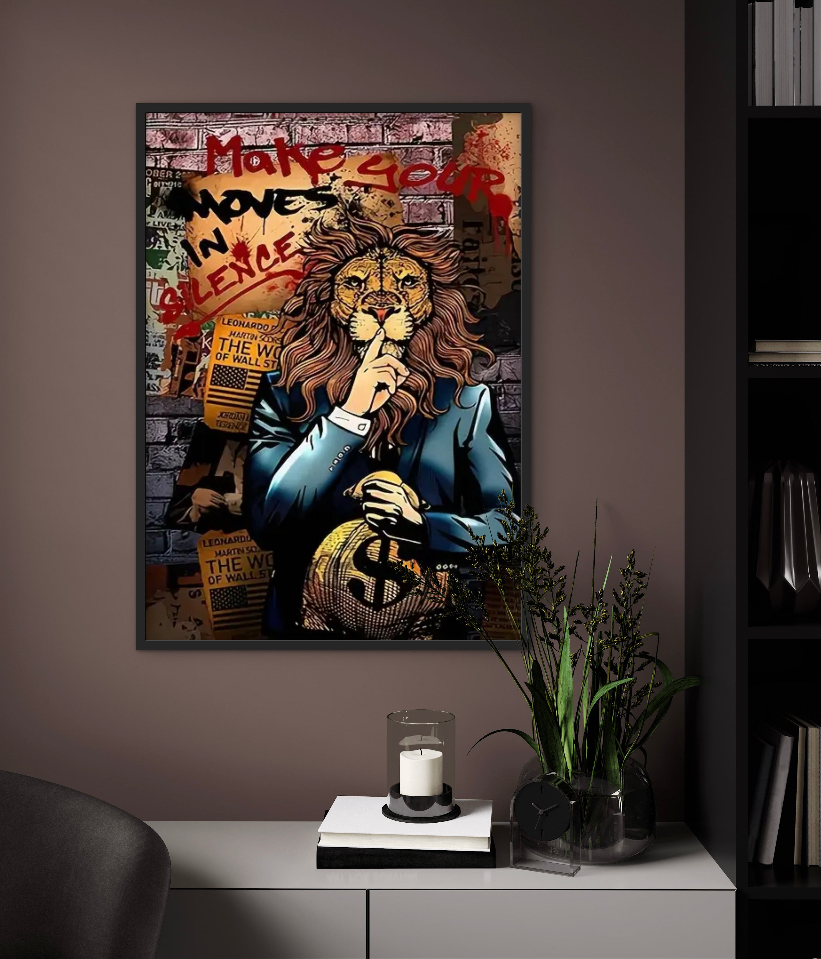 Fair Luxury Home LION – 60×40 cm Premium Art Print im schwarzen Rahmen